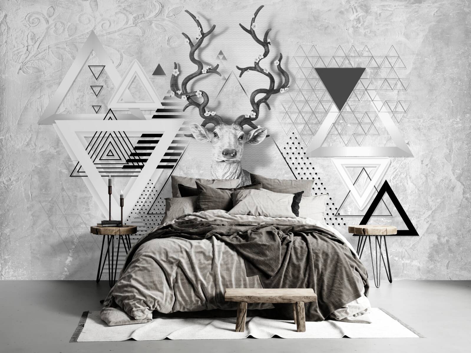 Papier peint image géométrique abstraite d'un cerf fier