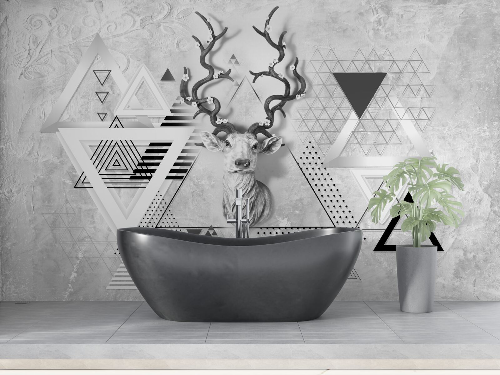 Papier peint image géométrique abstraite d'un cerf fier