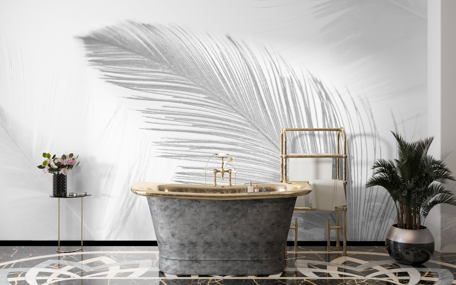 Papier peint deux grandes plumes brillantes