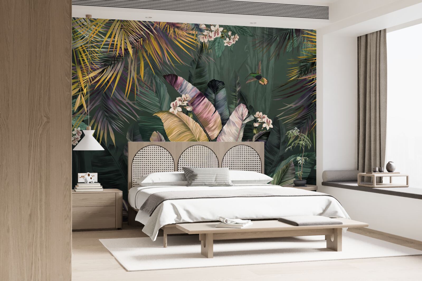 Papier peint Plantes à plumes dans une forêt nocturne