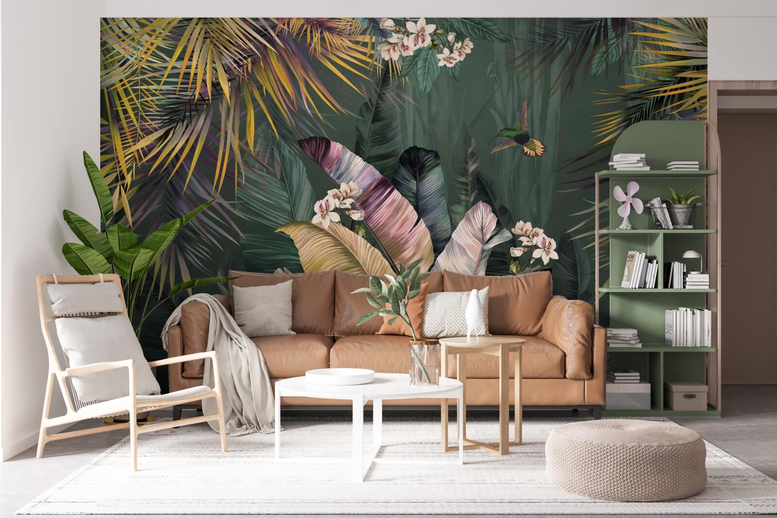 Papier peint Plantes à plumes dans une forêt nocturne