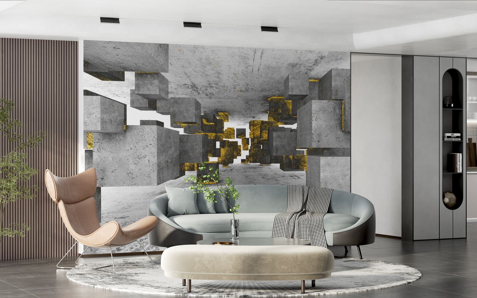 Papier peint chevilles flottant dans l'air avec détails dorés