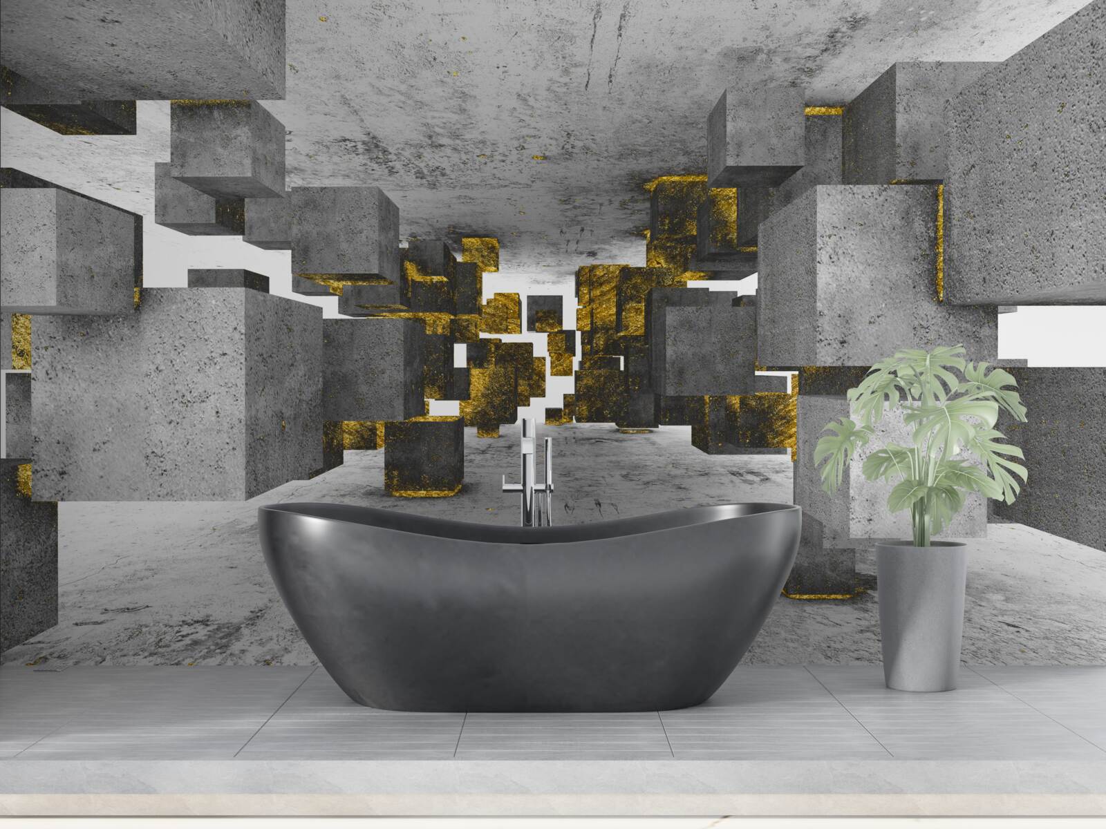 Papier peint chevilles flottant dans l'air avec détails dorés