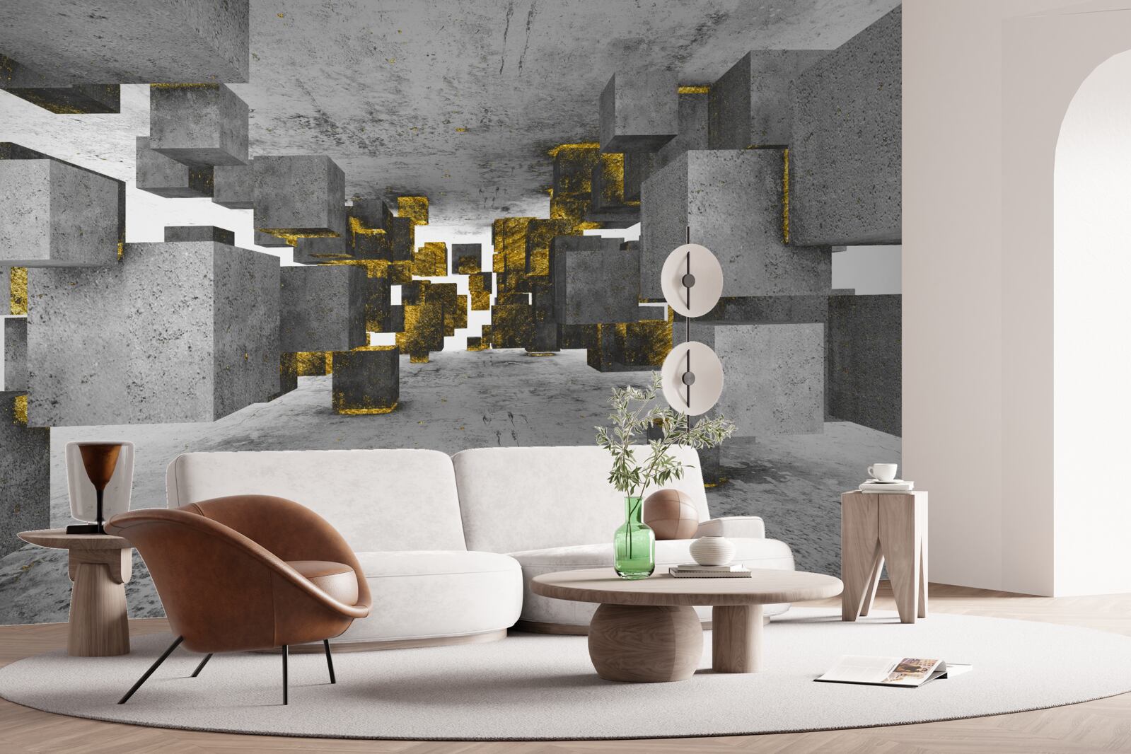 Papier peint chevilles flottant dans l'air avec détails dorés