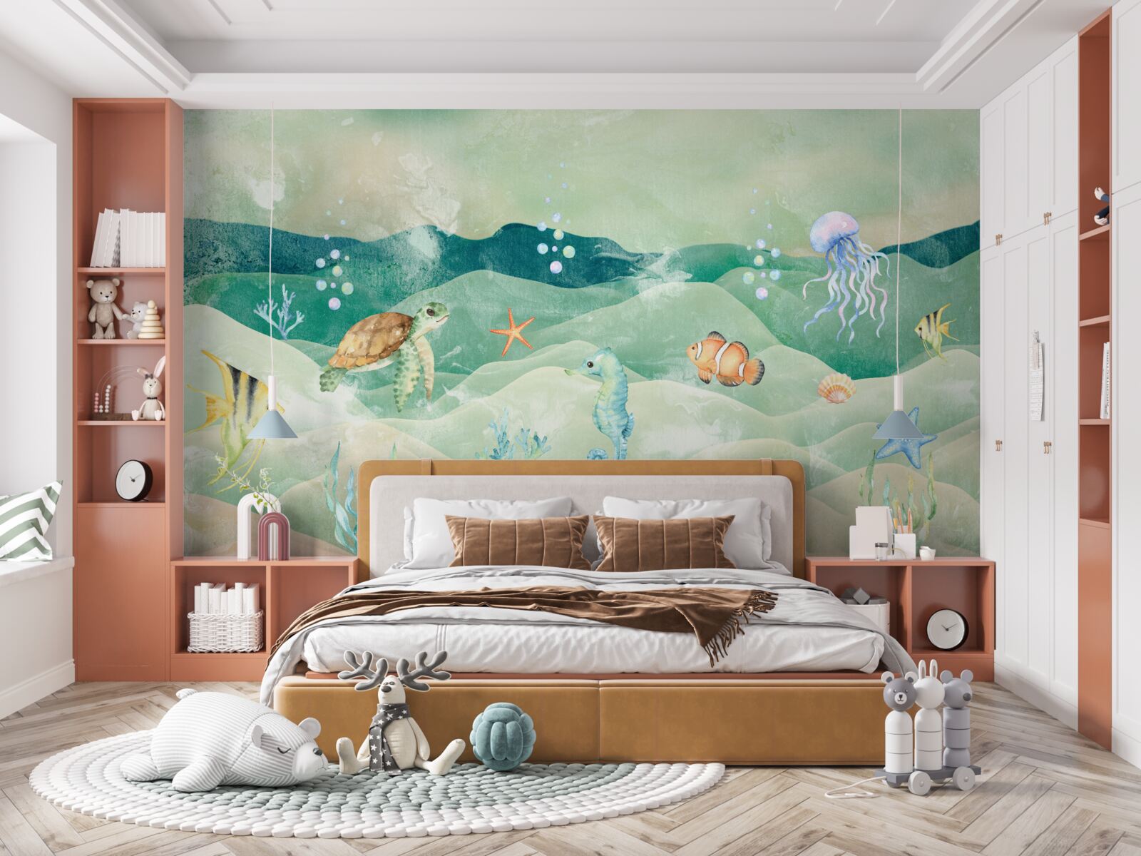 Papier peint beaucoup de vie marine et de poissons divers