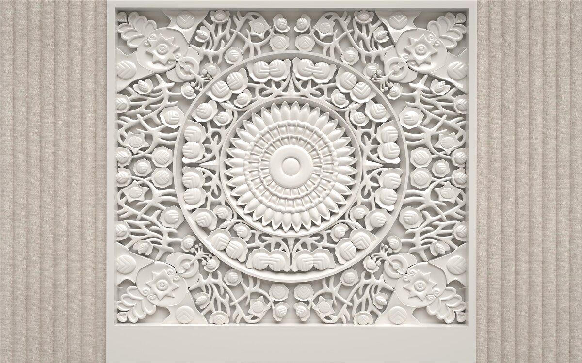 Papier peint volume en relief sur fond gris