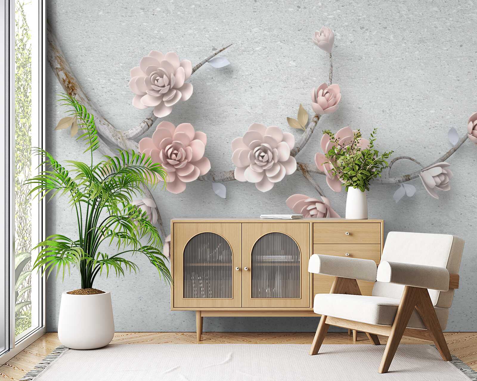 Papier peint branche indépendante avec des bourgeons qui s'ouvrent