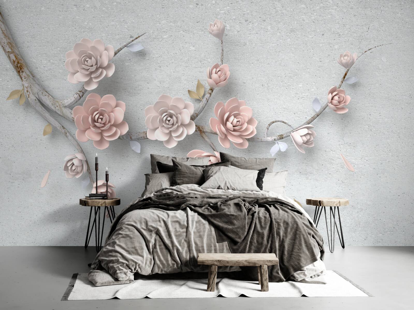 Papier peint branche indépendante avec des bourgeons qui s'ouvrent