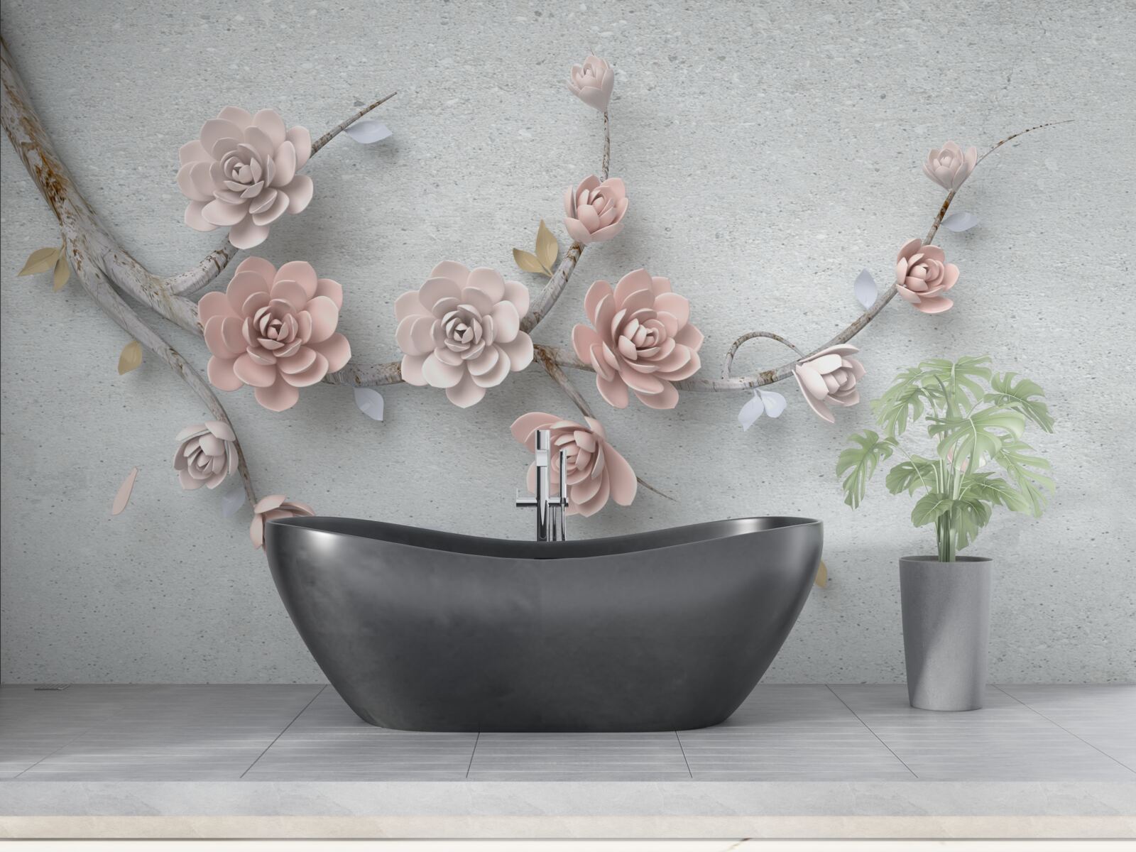 Papier peint branche indépendante avec des bourgeons qui s'ouvrent