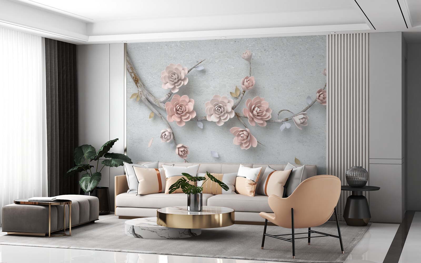 Papier peint branche indépendante avec des bourgeons qui s'ouvrent