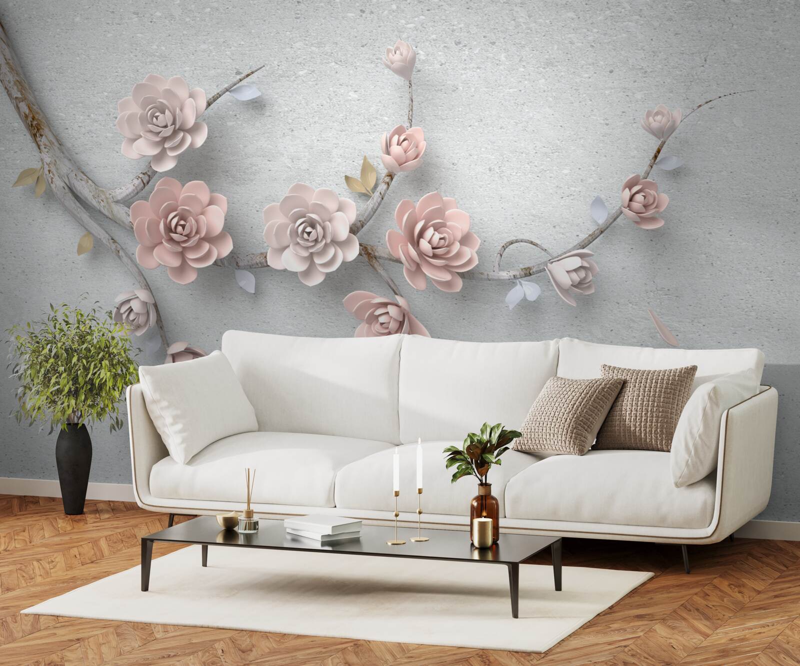 Papier peint branche indépendante avec des bourgeons qui s'ouvrent