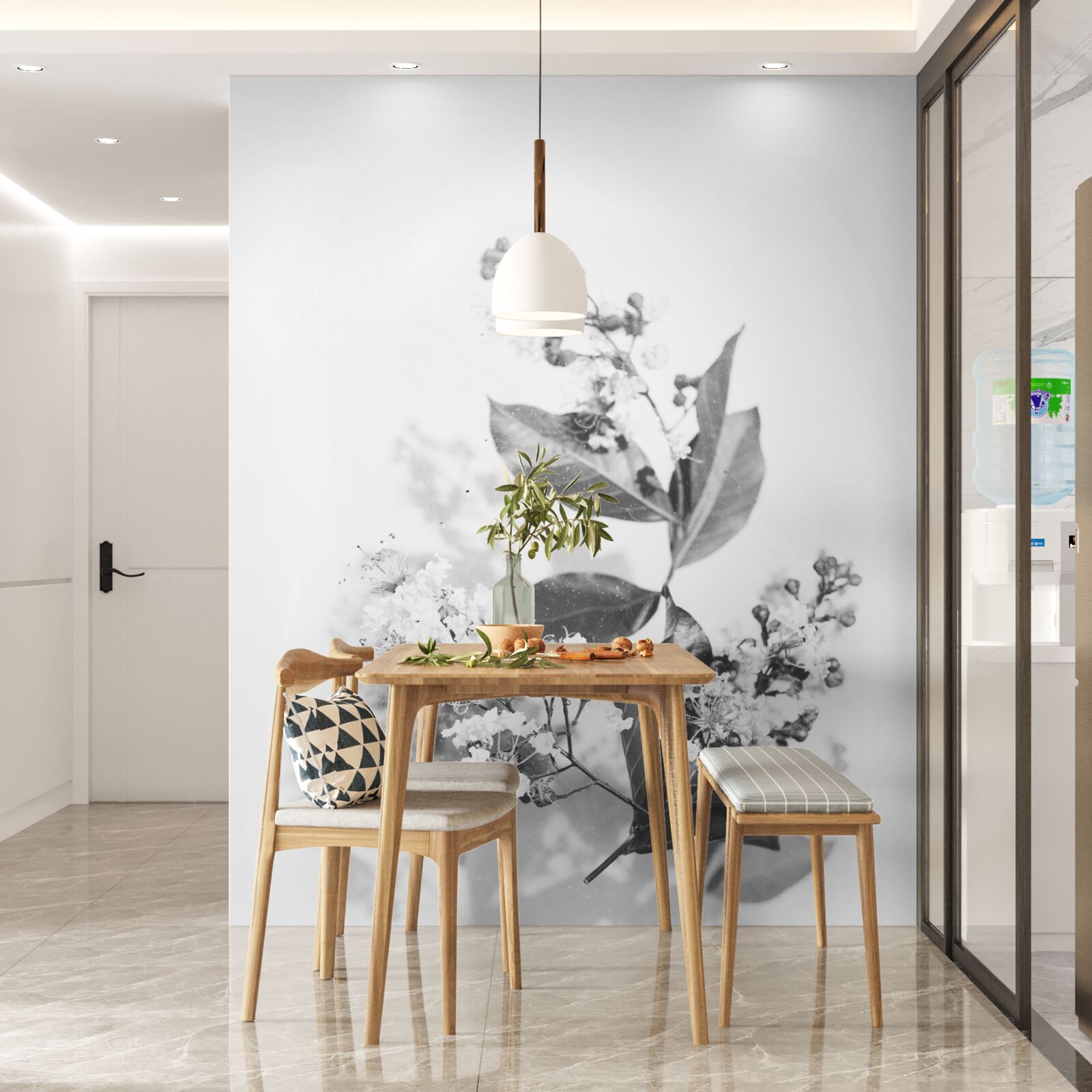 Papier peint une branche avec des boutons de fleurs d'une beauté émeraude