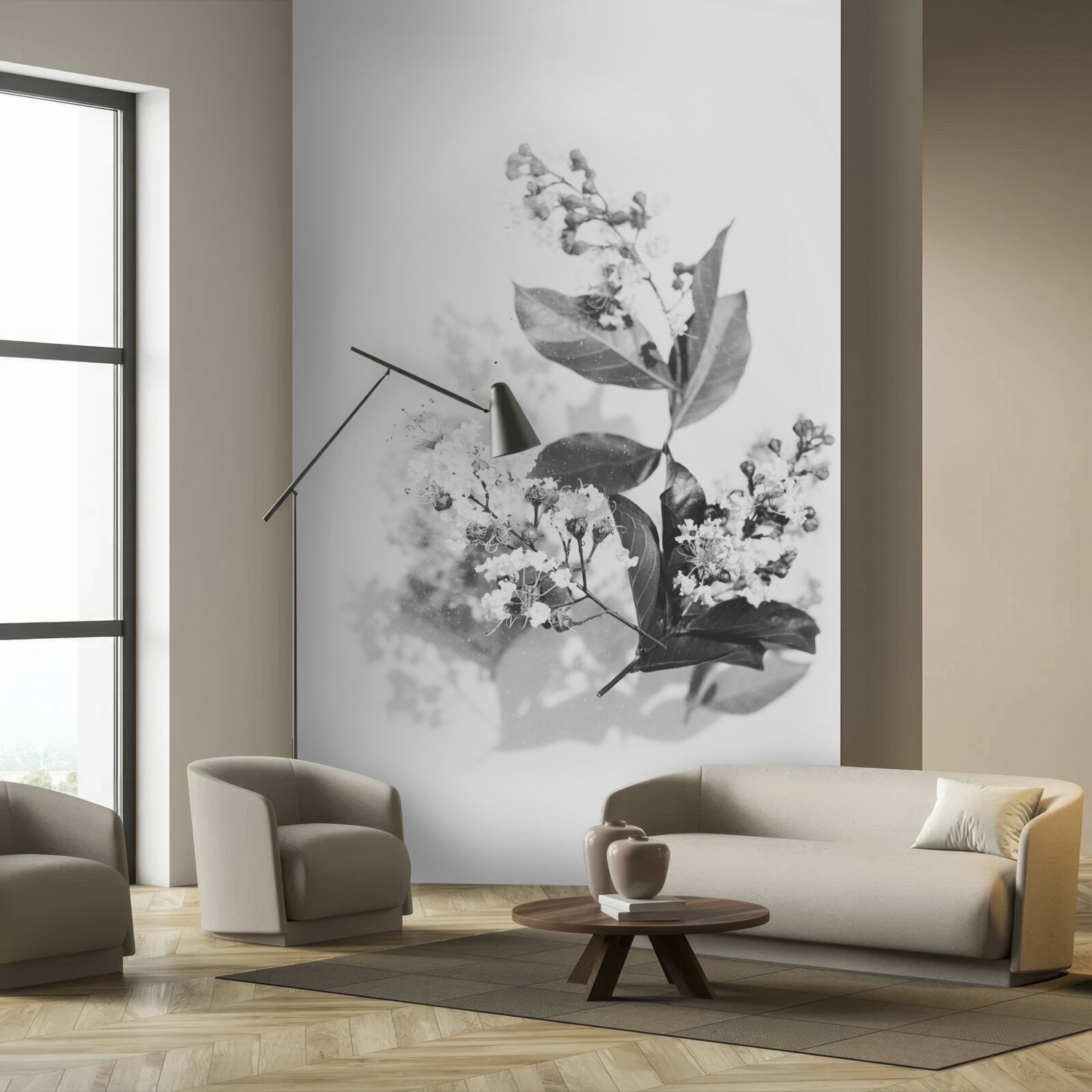 Papier peint une branche avec des boutons de fleurs d'une beauté émeraude