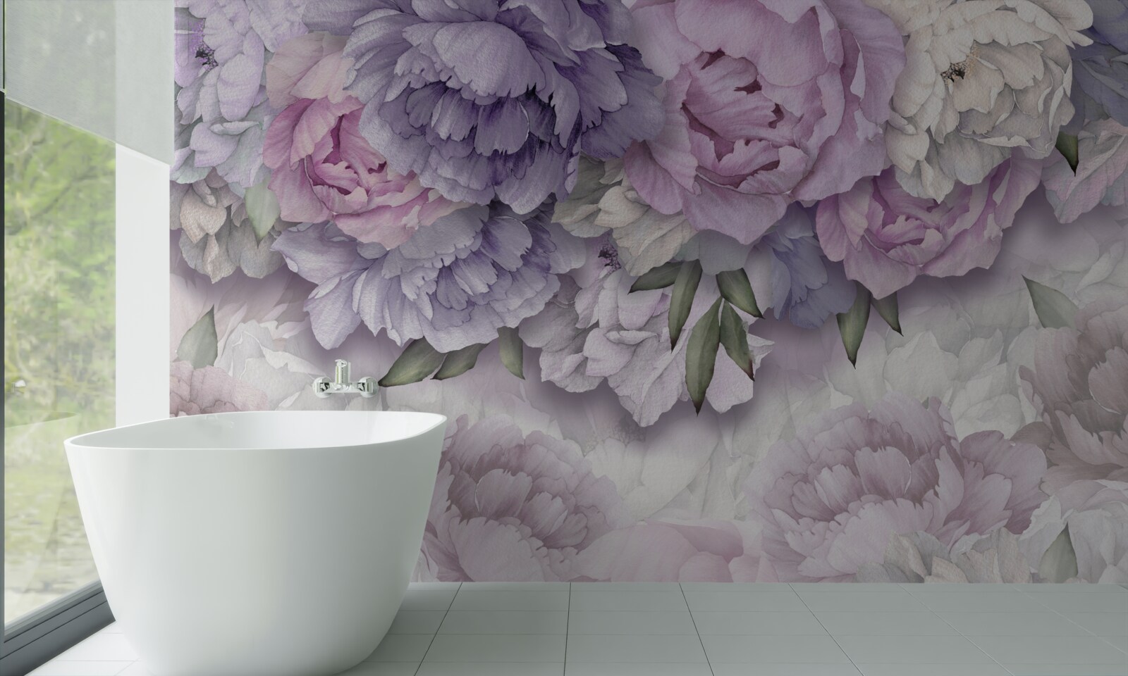 Papier peint des fleurs d'une délicate teinte lilas