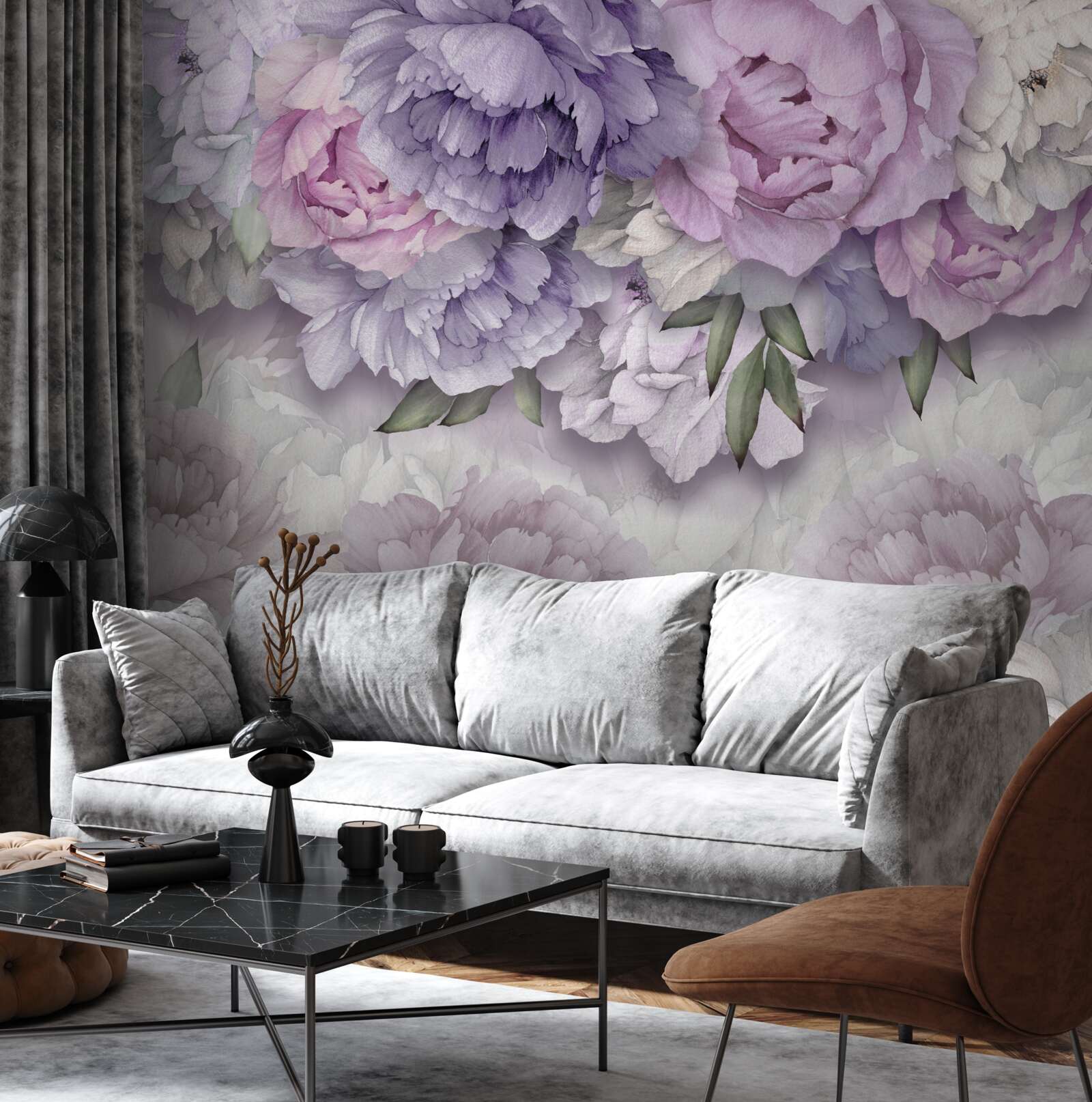 Papier peint des fleurs d'une délicate teinte lilas