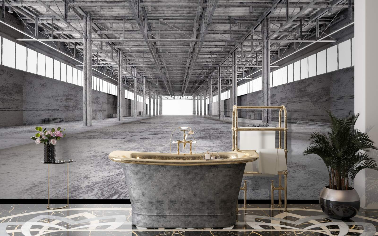 Papier peint le studio noir et blanc est vide