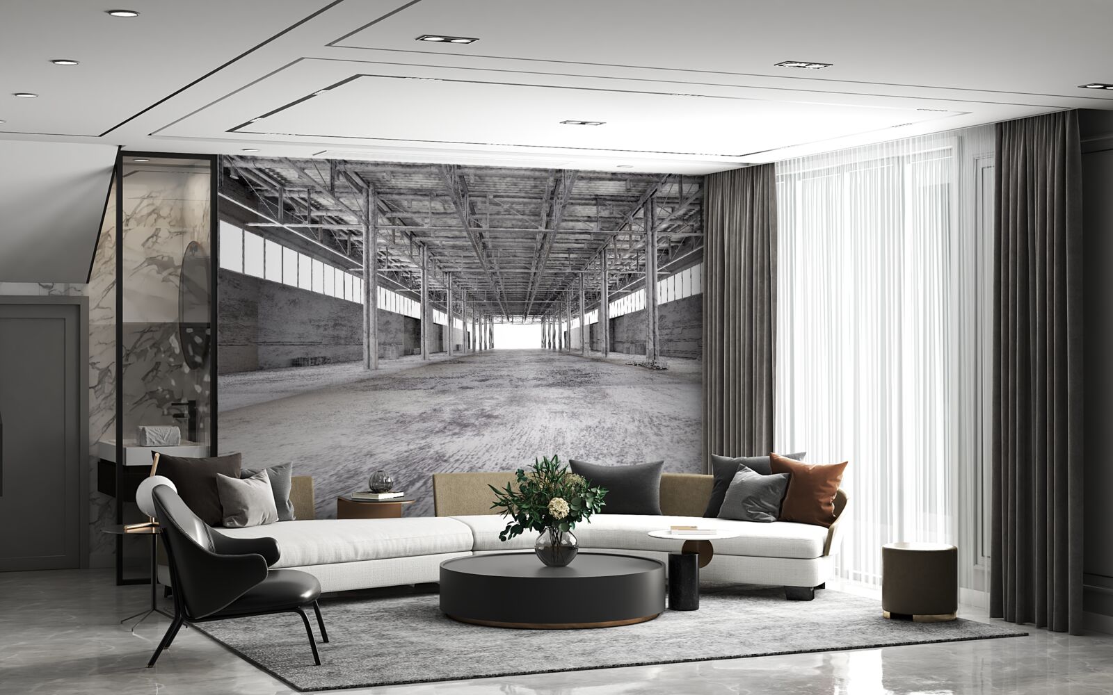 Papier peint le studio noir et blanc est vide