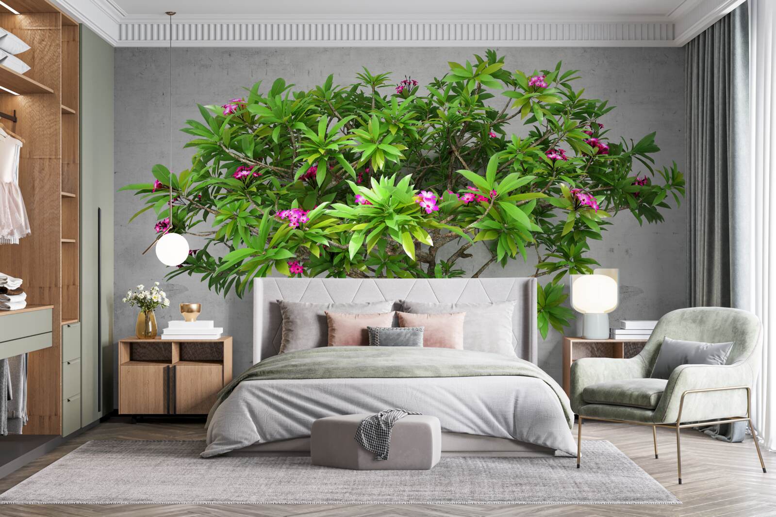 Papier peint éclair vert sur un arbre à feuilles caduques