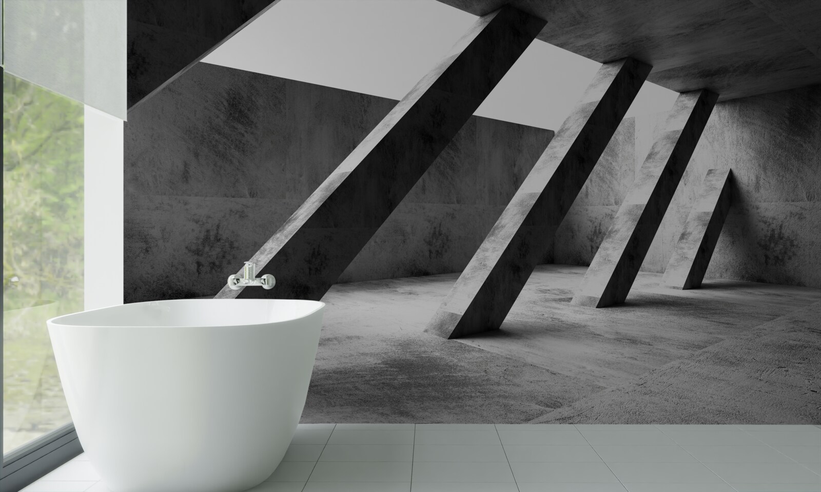 Papier peint colonnes de béton en noir et blanc