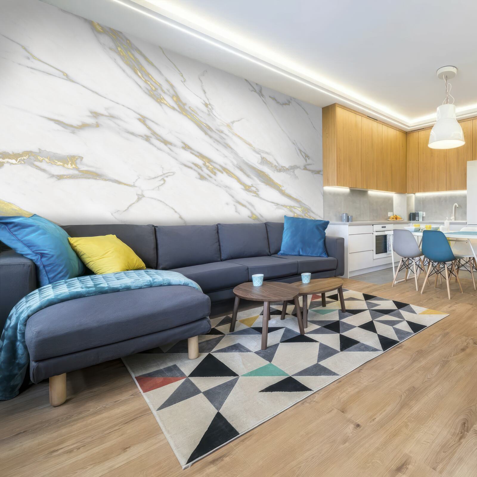 Papier peint indentation continue sur marbre clair