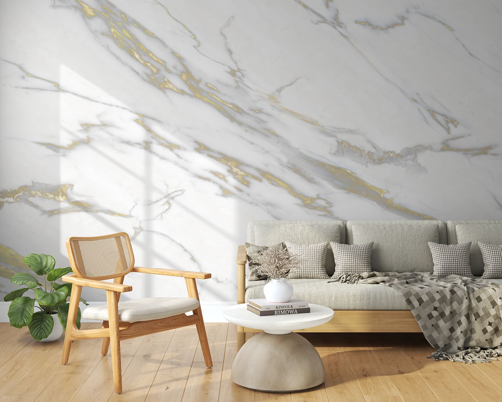 Papier peint indentation continue sur marbre clair