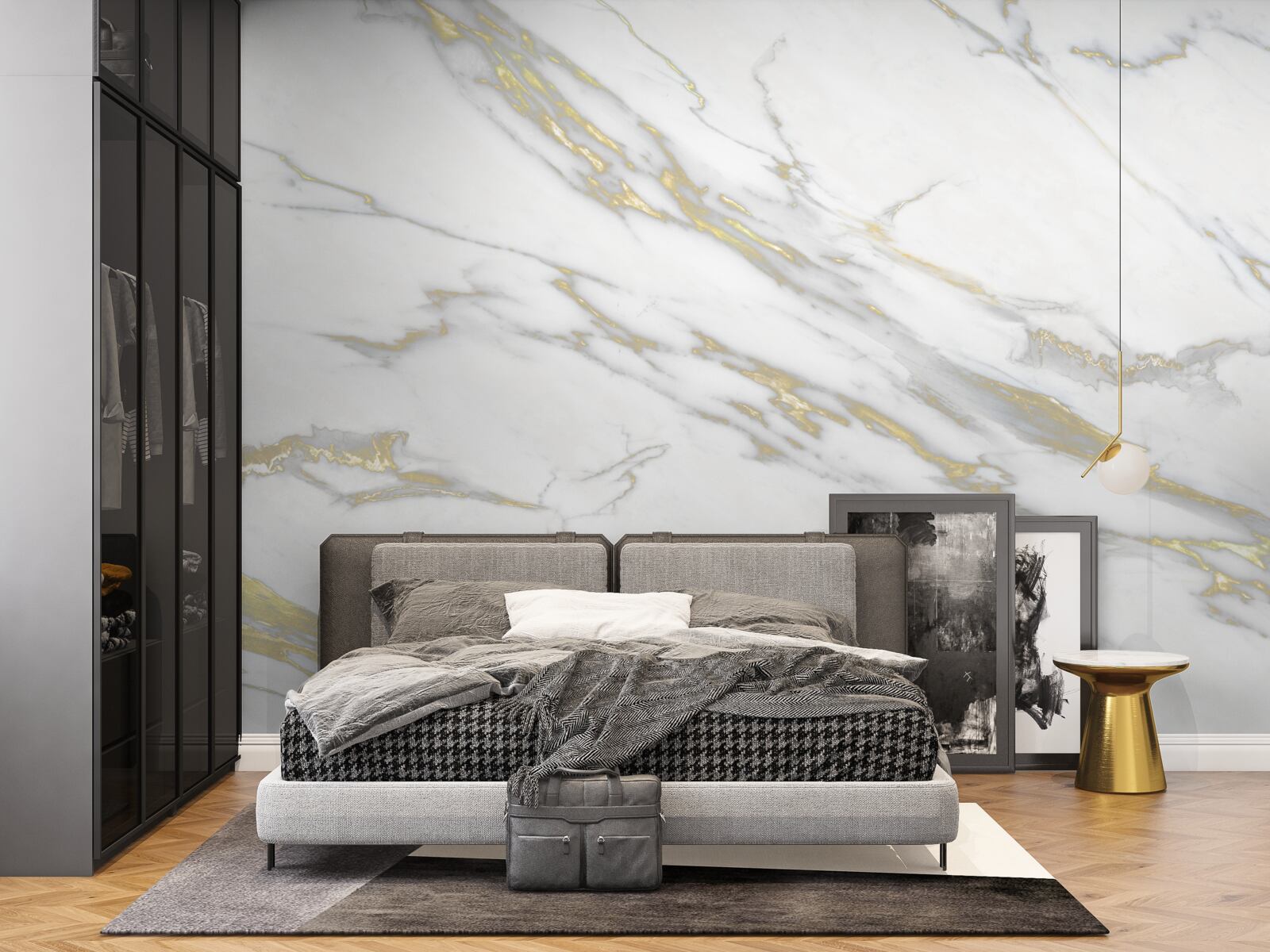 Papier peint indentation continue sur marbre clair