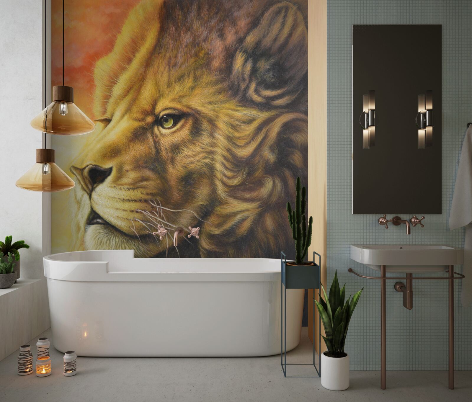 Papier peint magnifique image d'un lion