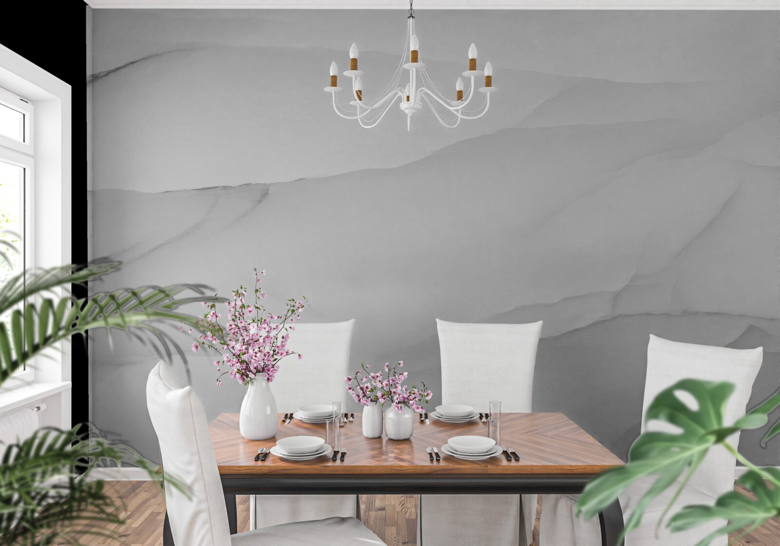 Papier peint le marbre est recouvert d'un épais brouillard