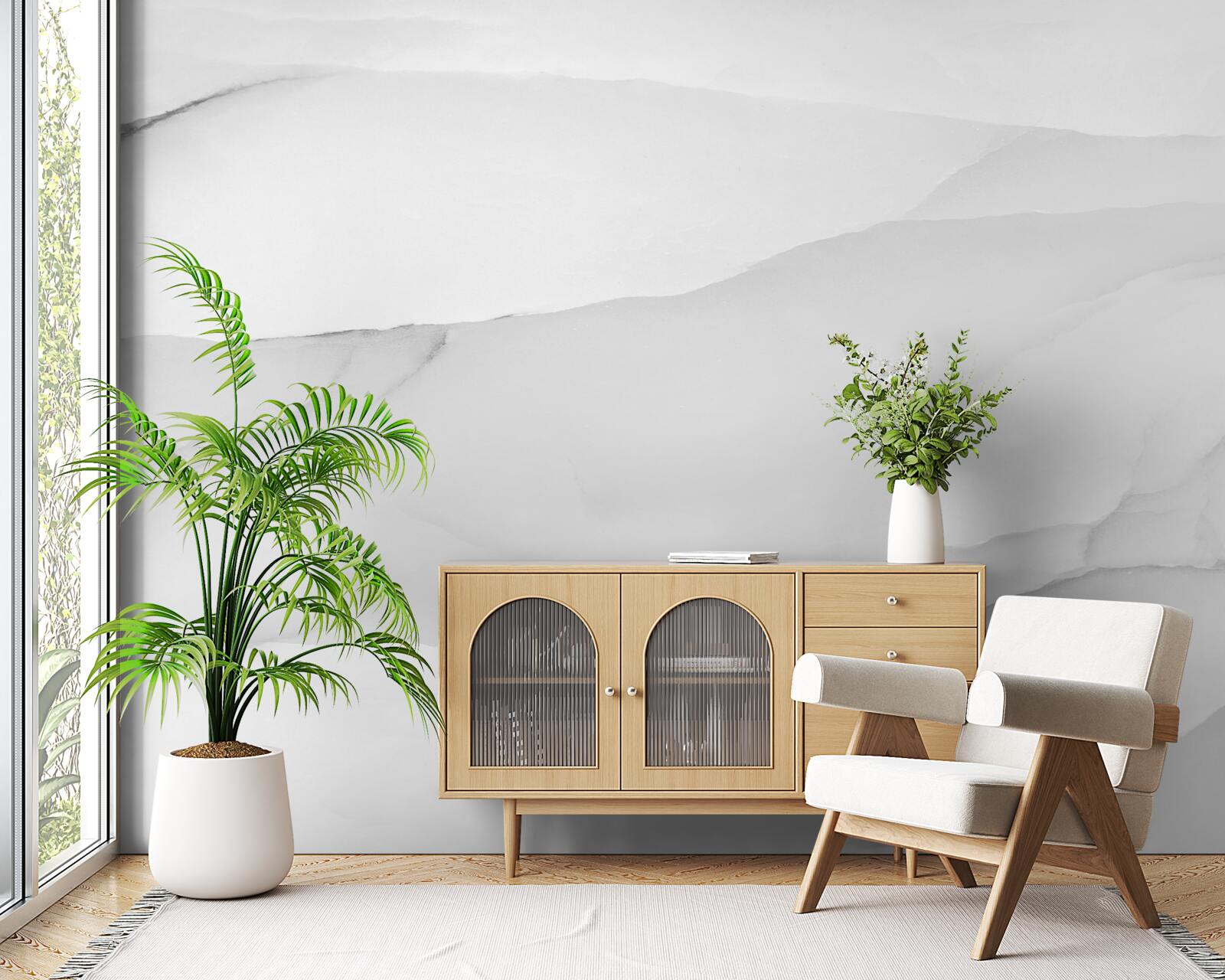 Papier peint le marbre est recouvert d'un épais brouillard