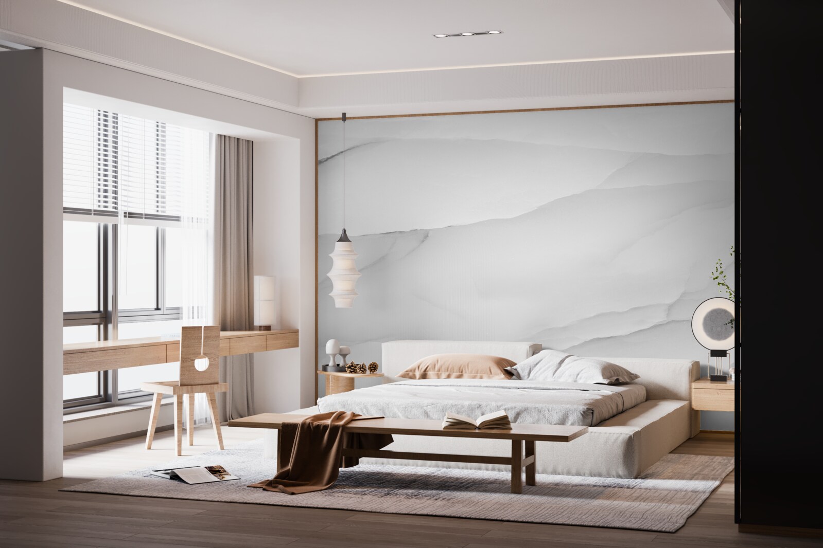 Papier peint le marbre est recouvert d'un épais brouillard