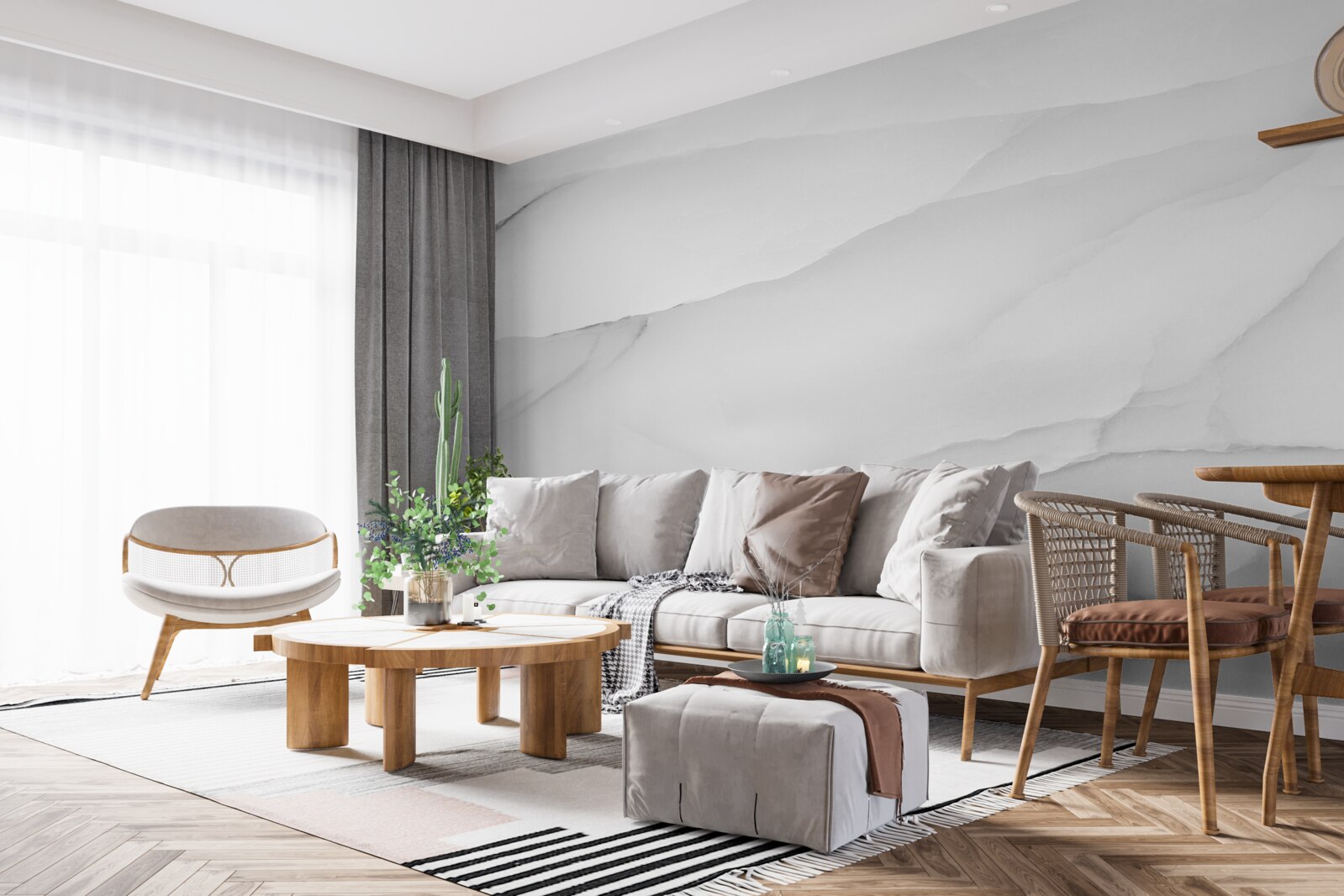 Papier peint le marbre est recouvert d'un épais brouillard