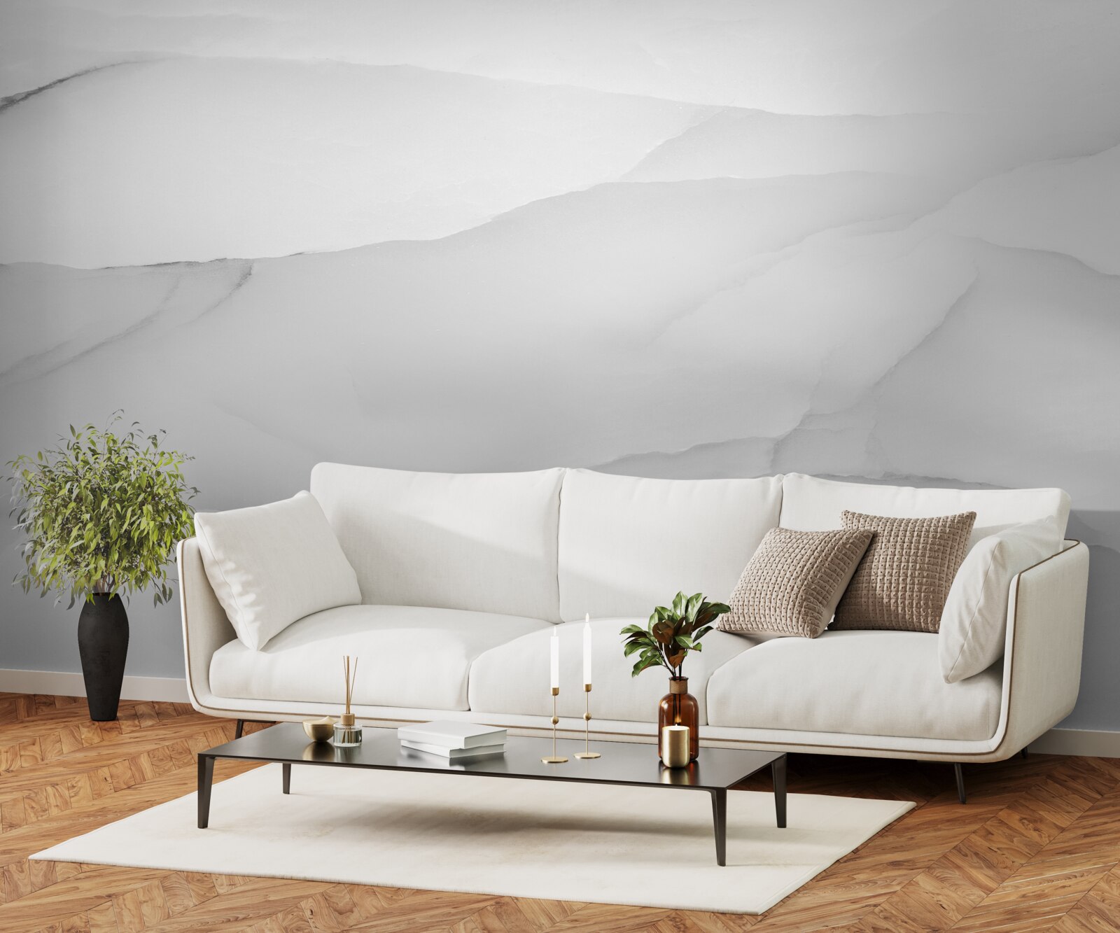 Papier peint le marbre est recouvert d'un épais brouillard