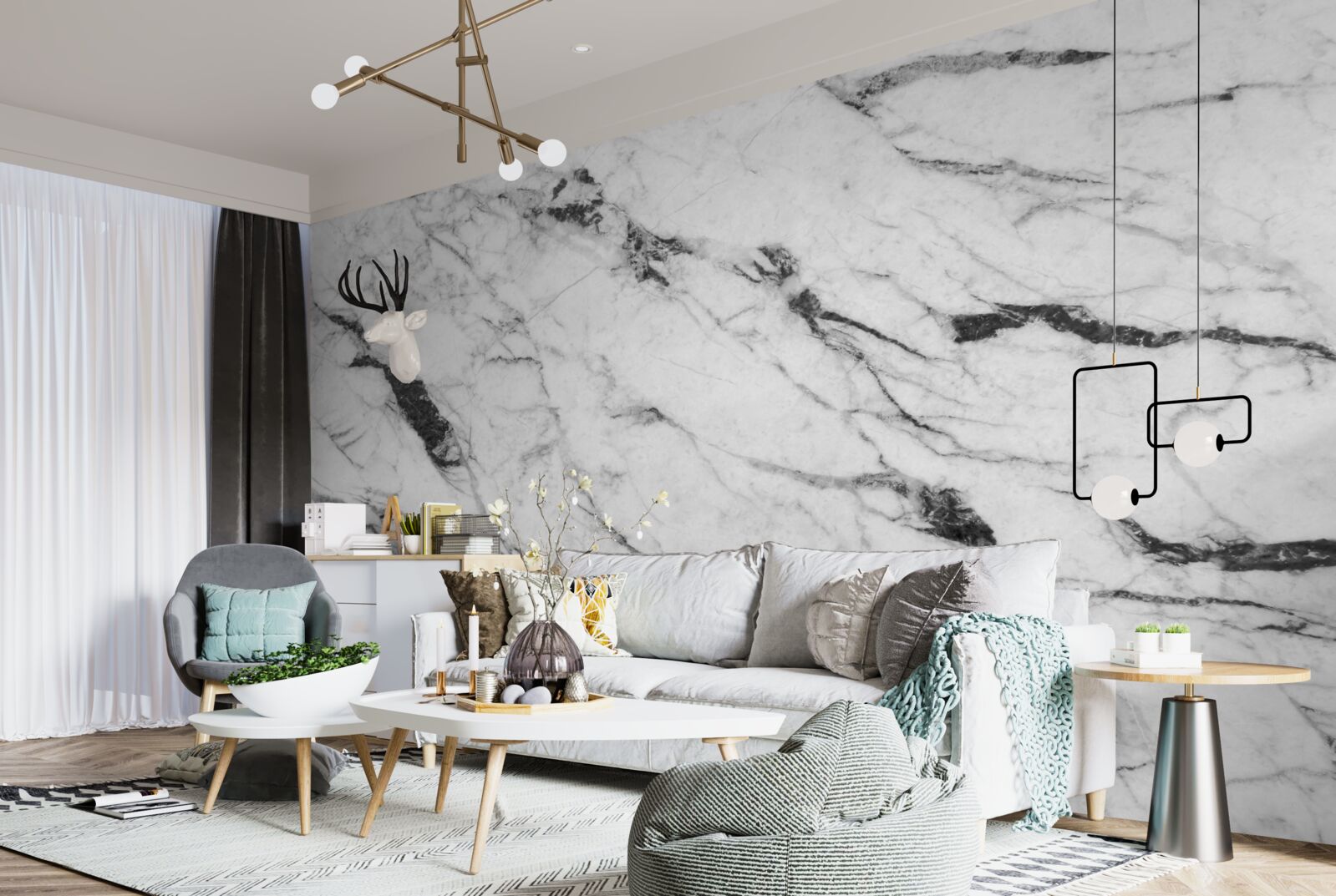 Papier peint combinaison de fumée blanche et bleue