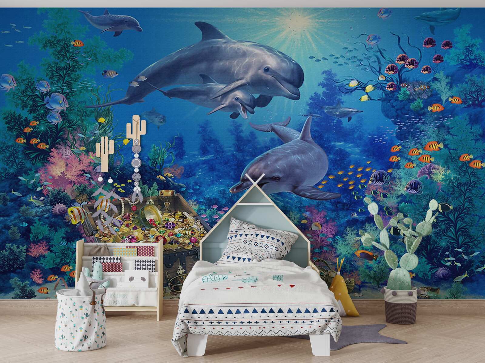 Papier peint le trésor a été découvert par des dauphins