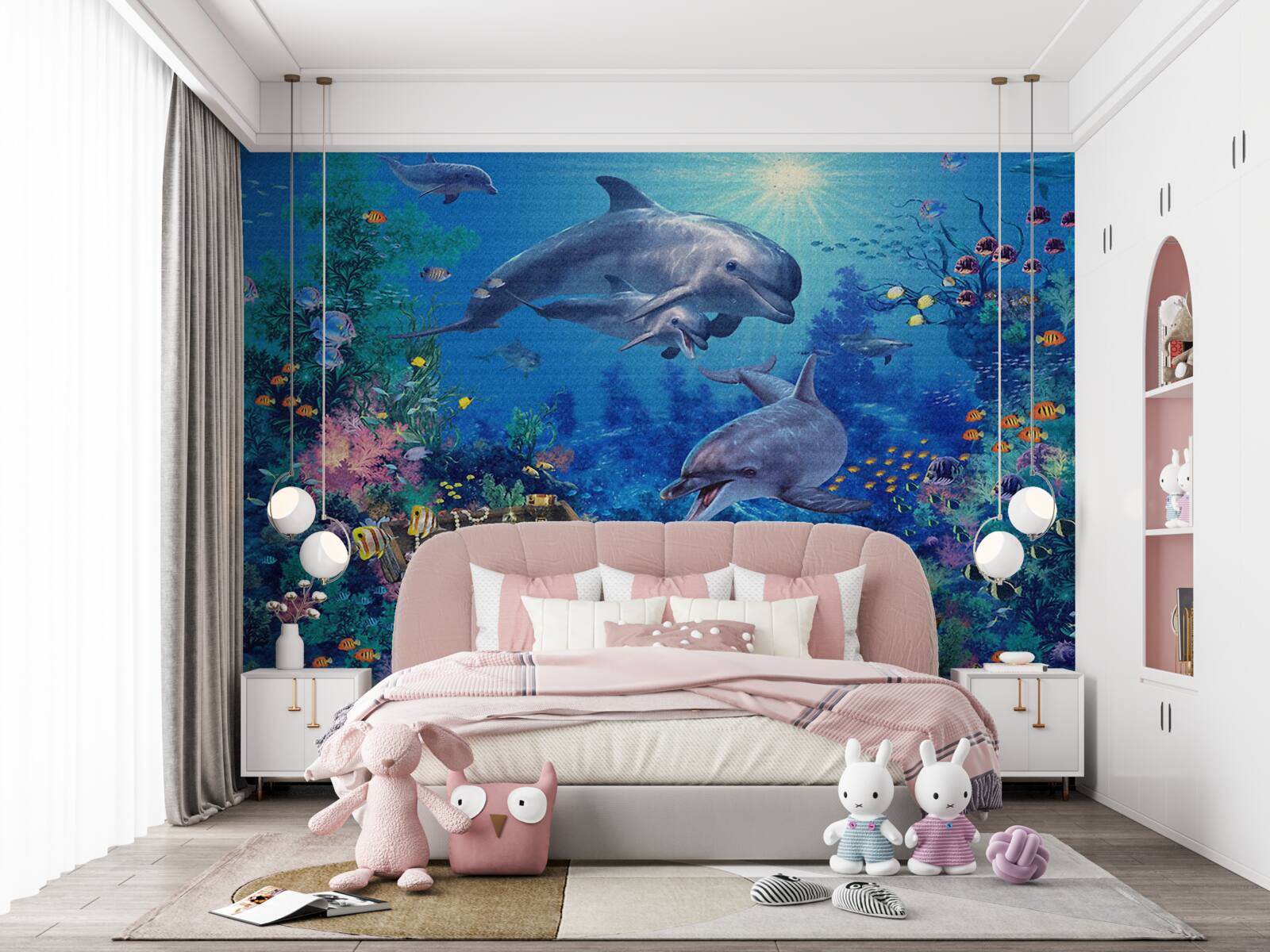 Papier peint le trésor a été découvert par des dauphins