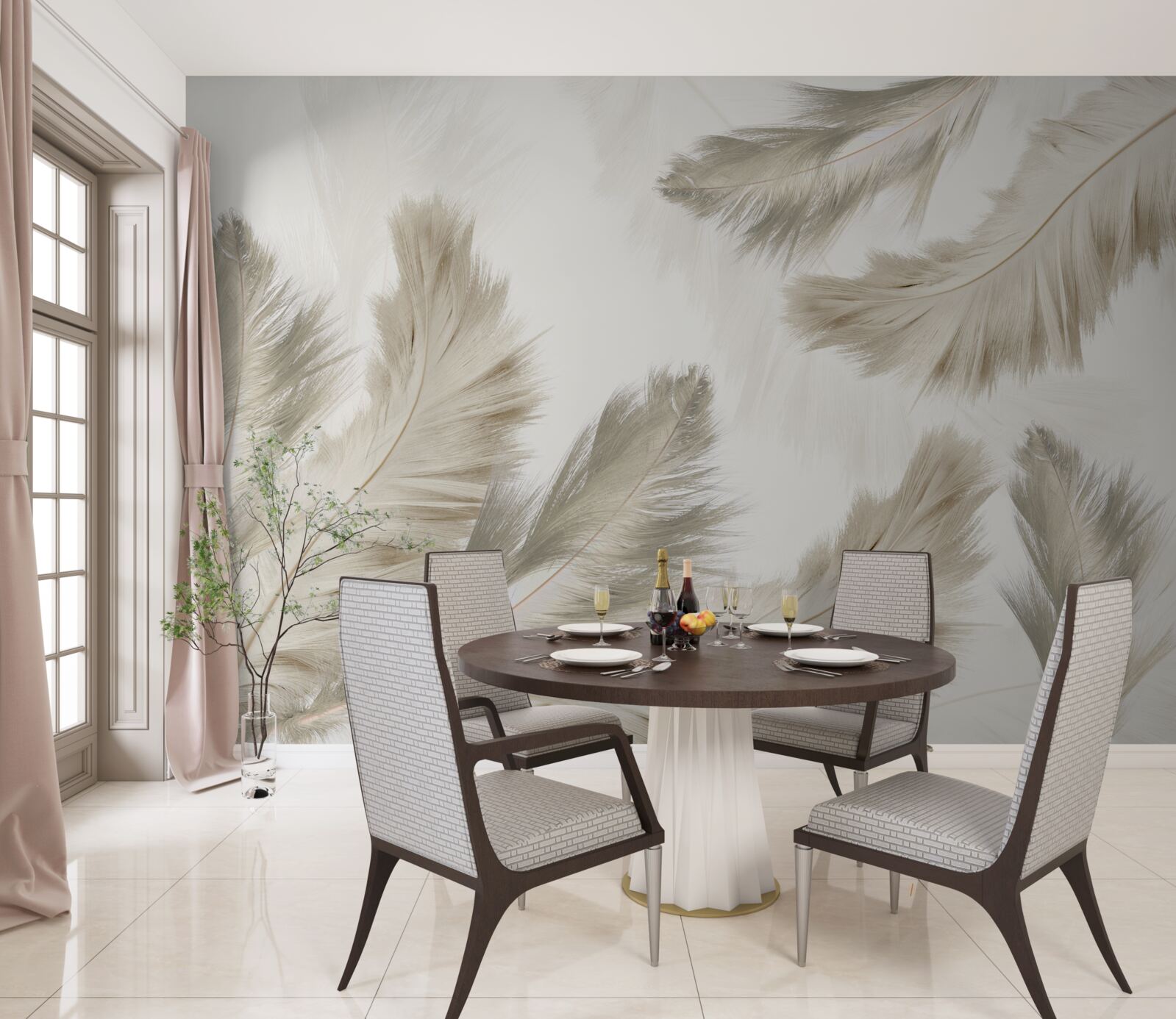 Papier peint plumes duveteuses flottant dans l'air