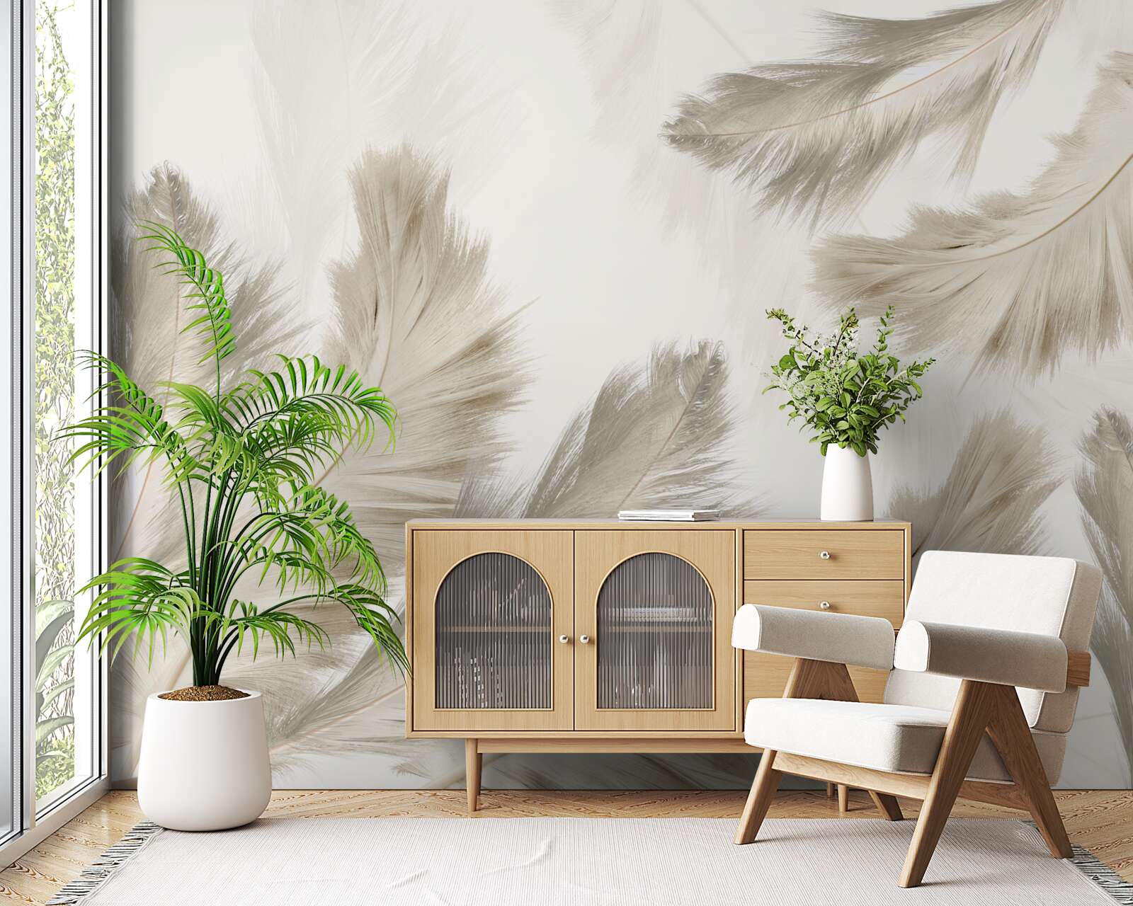 Papier peint plumes duveteuses flottant dans l'air