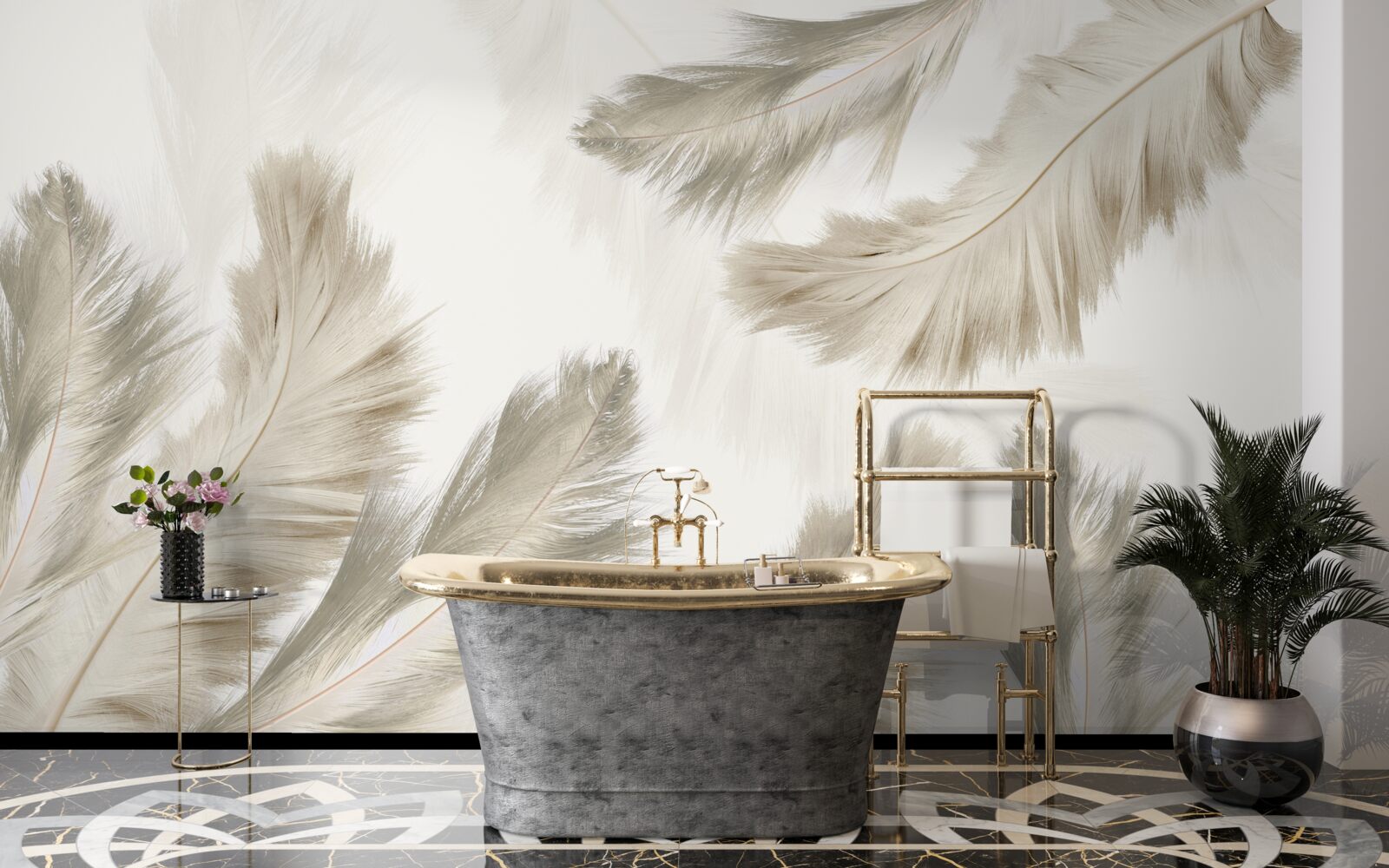 Papier peint plumes duveteuses flottant dans l'air