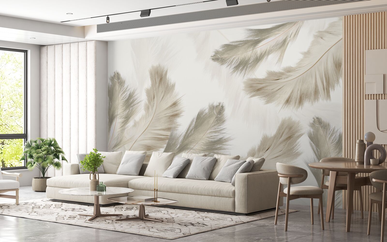 Papier peint plumes duveteuses flottant dans l'air