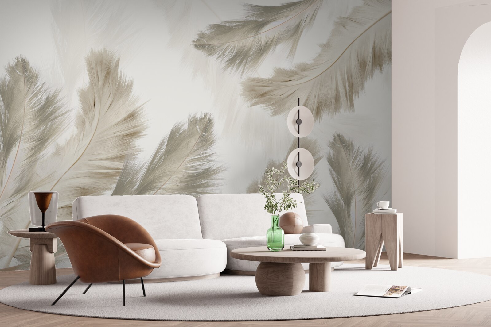 Papier peint plumes duveteuses flottant dans l'air