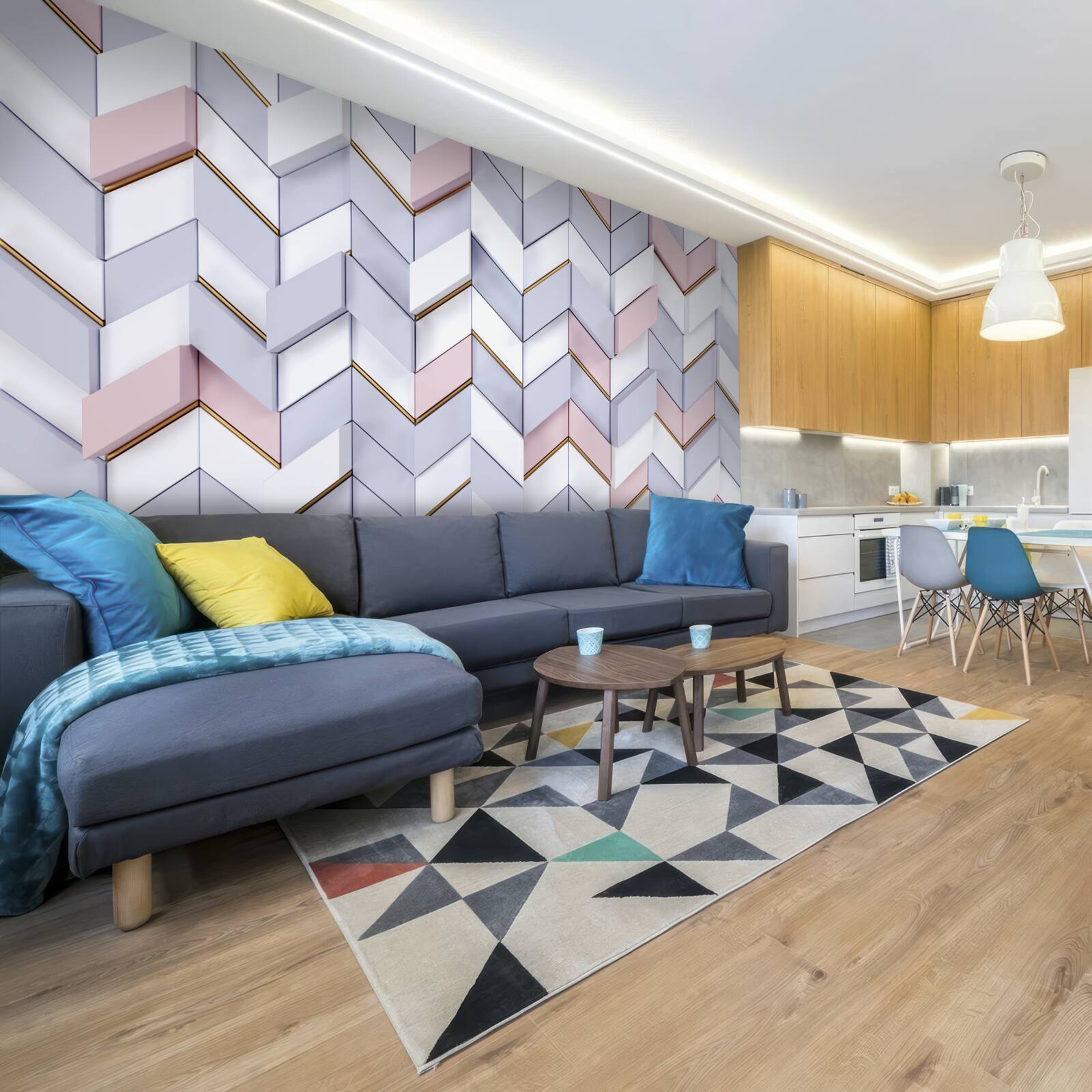 Papier peint zigzags reflétés comme dans un miroir