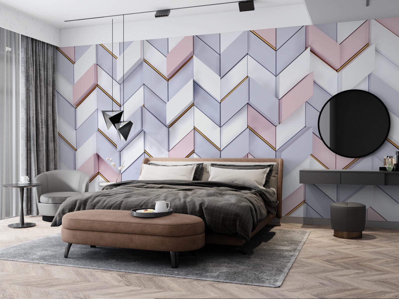 Papier peint zigzags reflétés comme dans un miroir