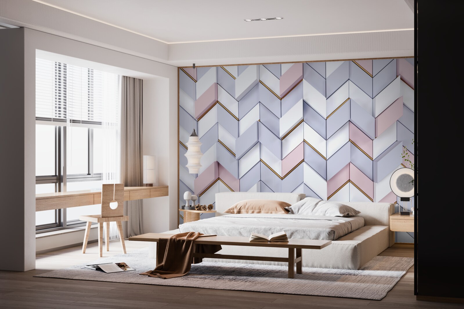 Papier peint zigzags reflétés comme dans un miroir