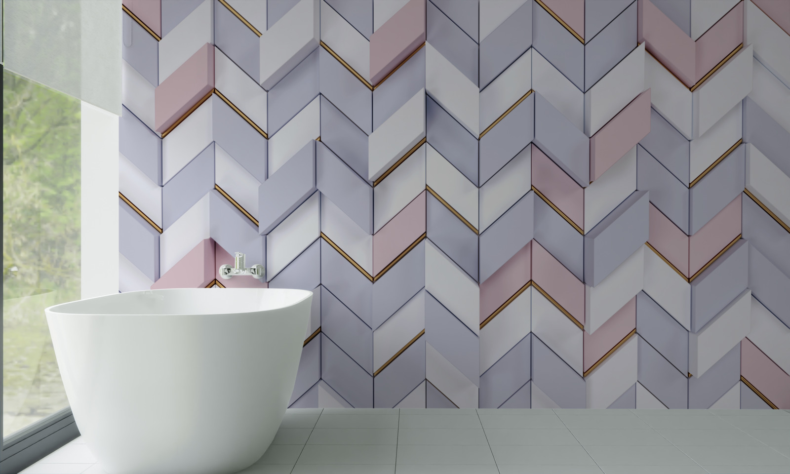 Papier peint zigzags reflétés comme dans un miroir