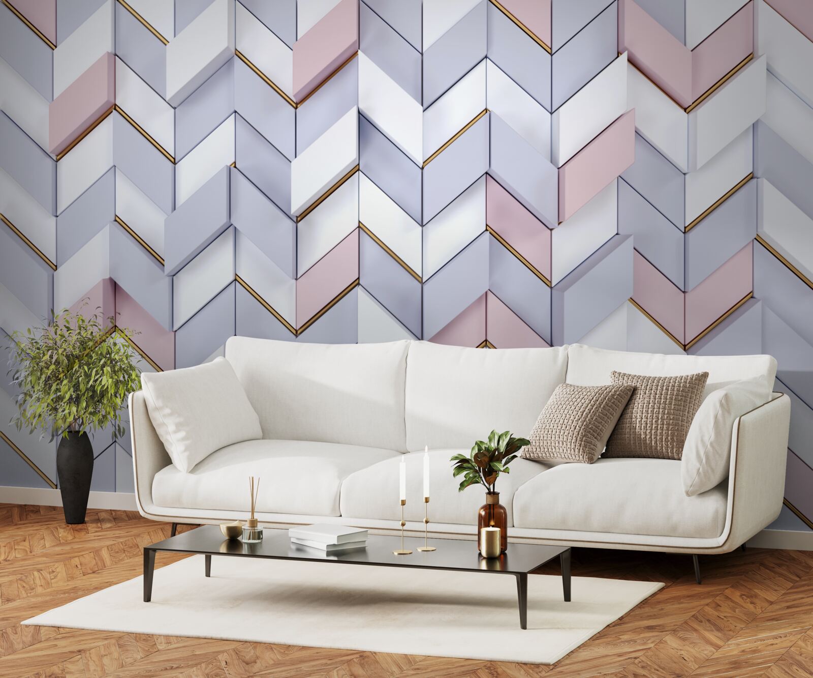 Papier peint zigzags reflétés comme dans un miroir