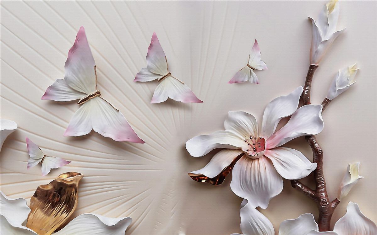 Papier peint Des papillons de nuit sur des bourgeons lumineux