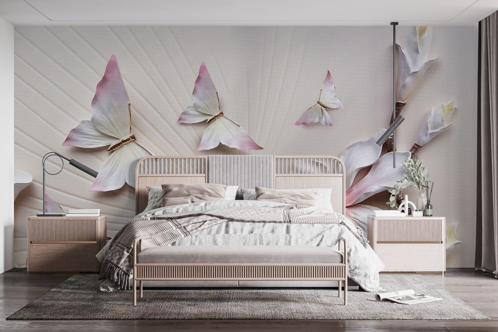 Papier peint Des papillons de nuit sur des bourgeons lumineux