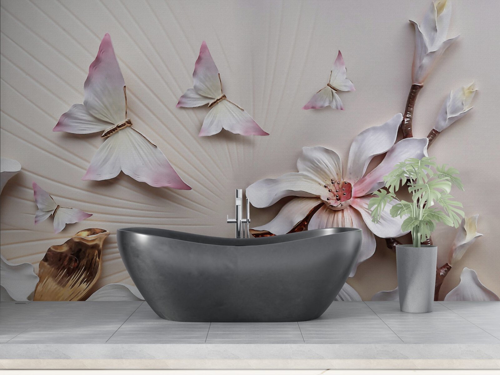 Papier peint Des papillons de nuit sur des bourgeons lumineux