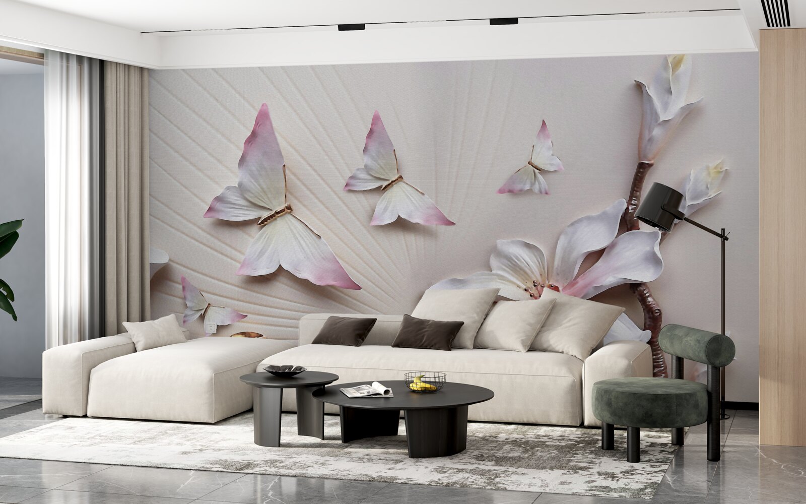 Papier peint Des papillons de nuit sur des bourgeons lumineux