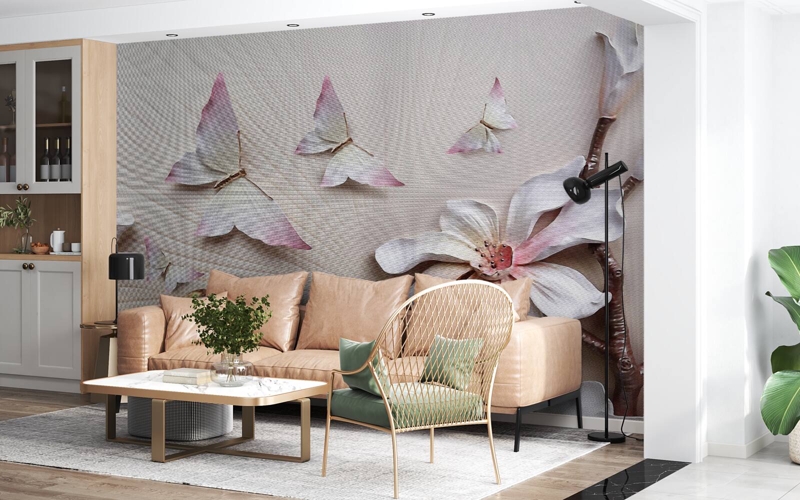 Papier peint Des papillons de nuit sur des bourgeons lumineux